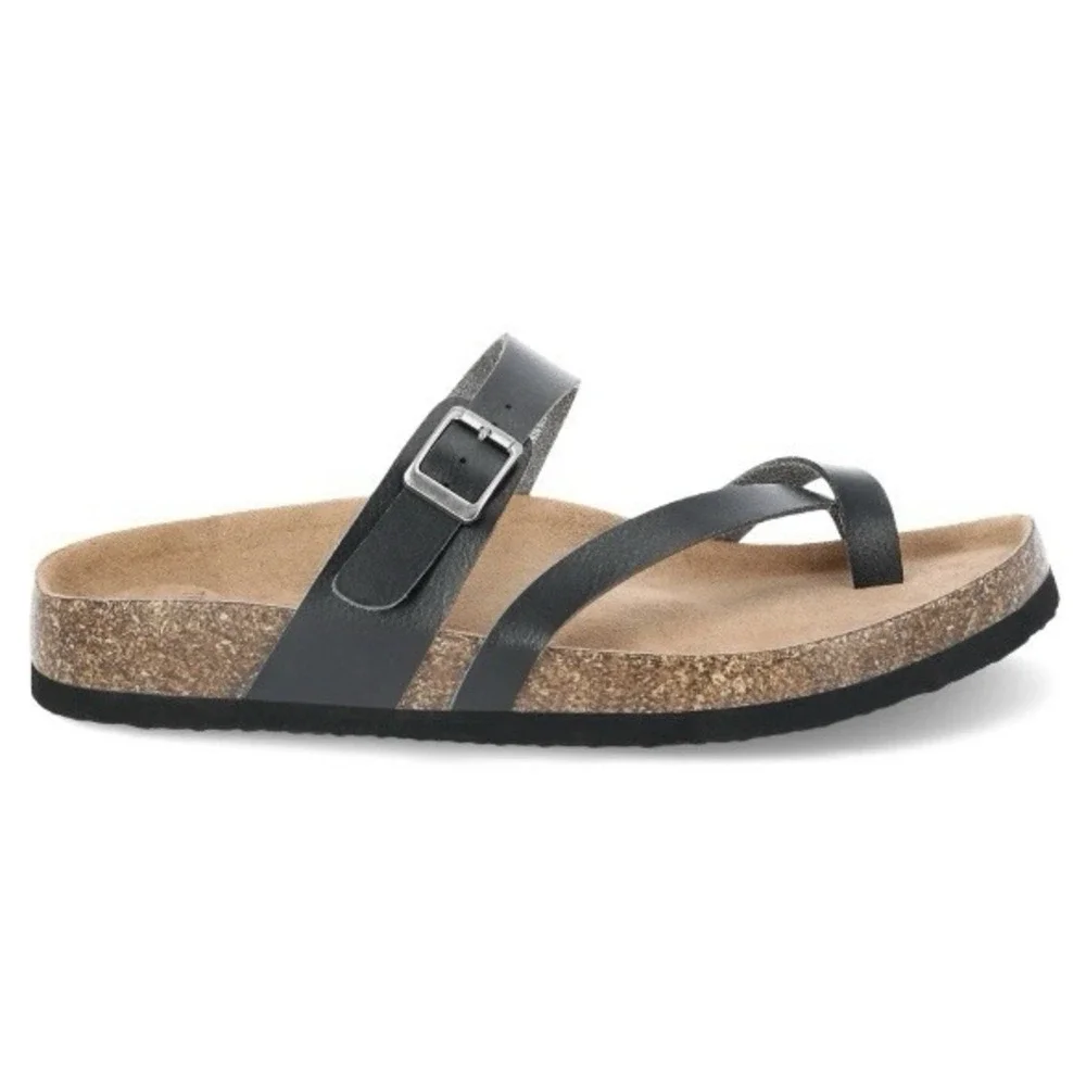 Time and Tru Womens Slip On Thong Sandals Cork Footbed 6 New with Tags Black